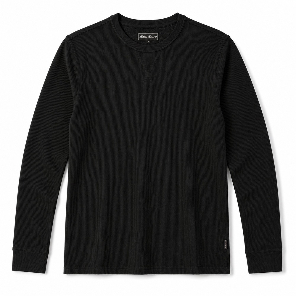 Eddie Bauer Men M Green Thermal Long Sleeve Sleepwear Waffle Knit Shirt